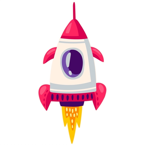 Space Explorers Theme Blast-Off Rocket Transparent Sticker